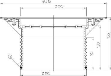 Aufstockelement 130mm / d 195mm mit Dichtflansch  HL618